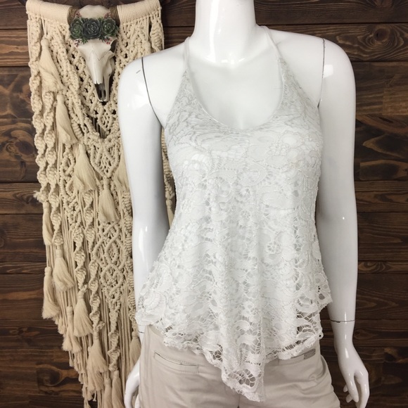 Anthropologie Tops - Fig & Flower | Lace Mesh Angled Tank Top
